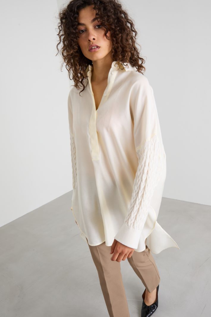 Oversized shirt in knit and cotton Intrend