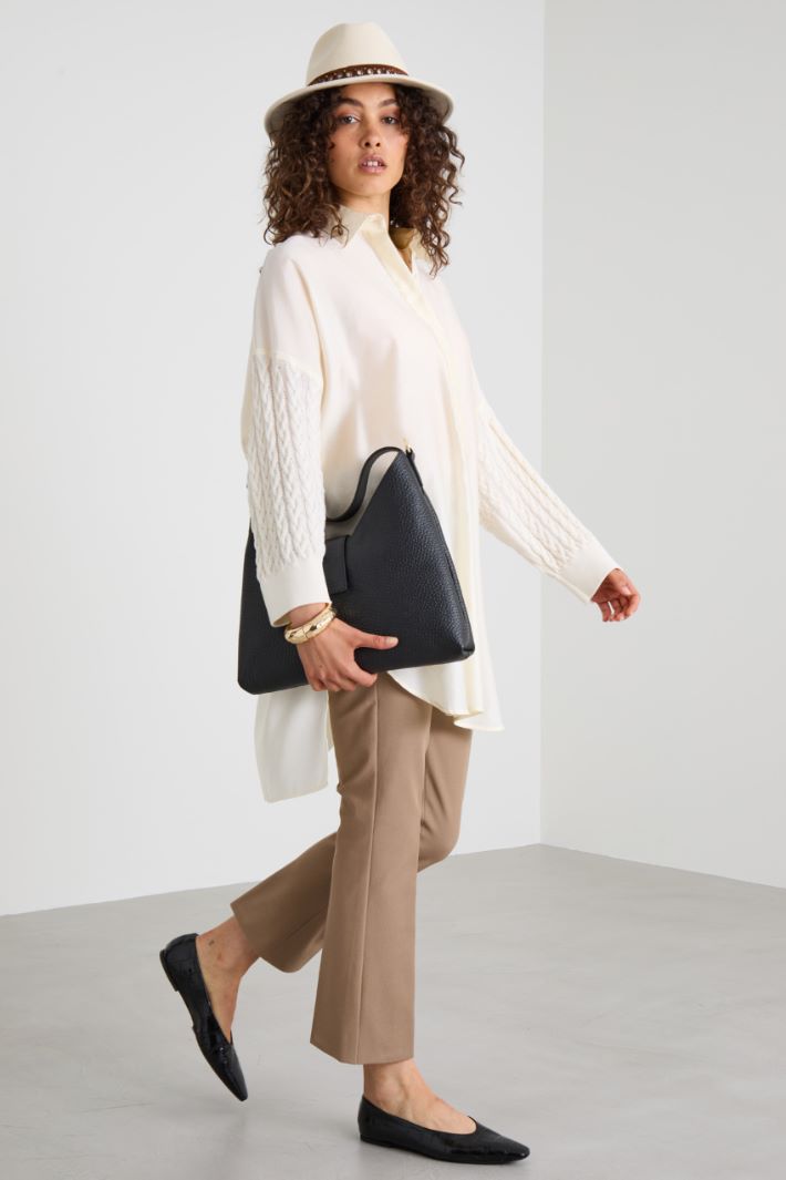 Oversized shirt in knit and cotton Intrend - 3