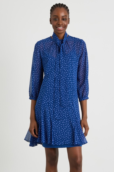 Vestido de georgette de lunares