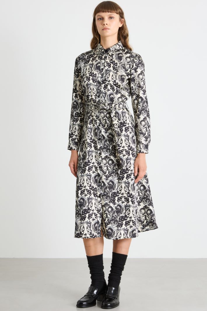 Twill shirt dress with sash Intrend - 2