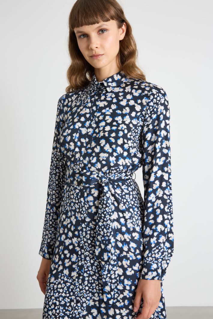Twill shirt dress with sash Intrend - 3