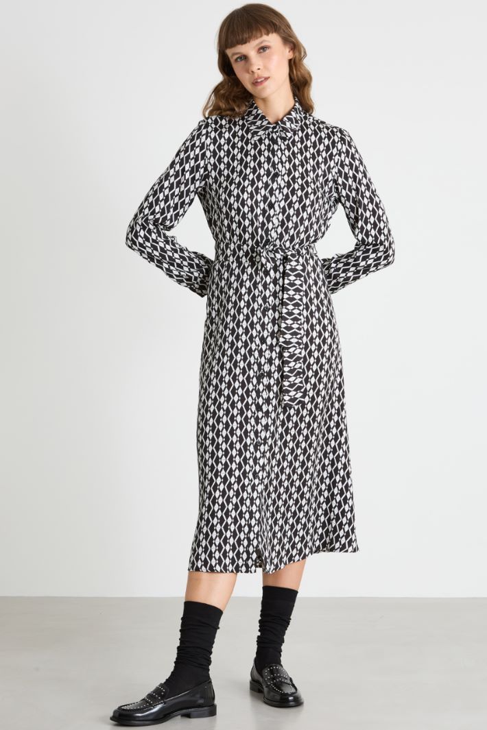 Twill shirt dress with sash Intrend - 2