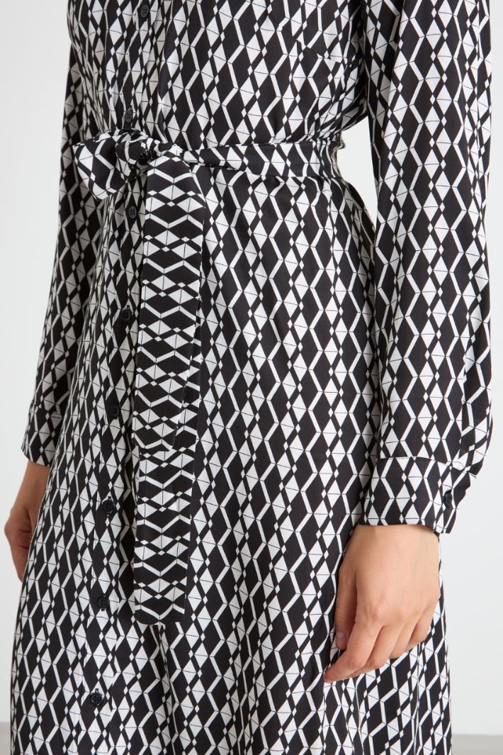 Twill shirt dress with sash Intrend - 3