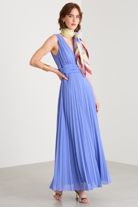 Pleated long georgette dress Intrend