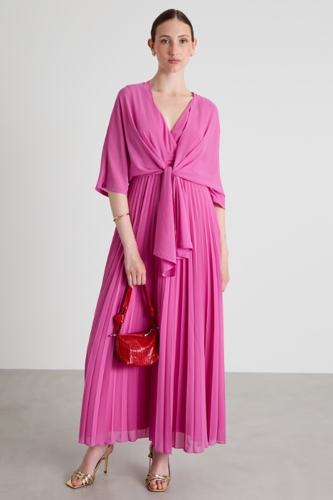 Pleated long georgette dress Intrend