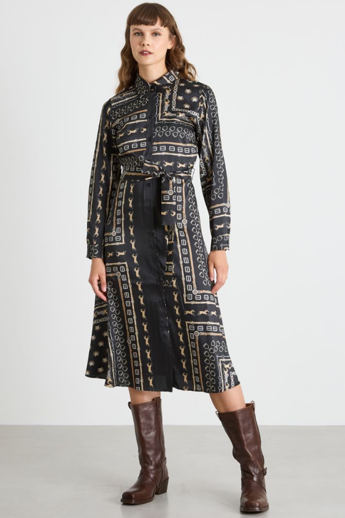 Belted twill shirt dress Intrend - 2