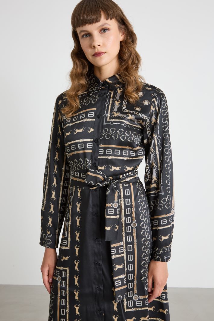 Belted twill shirt dress Intrend - 3