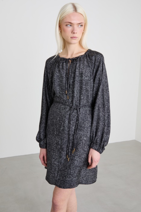 Abito corto in twill stampato