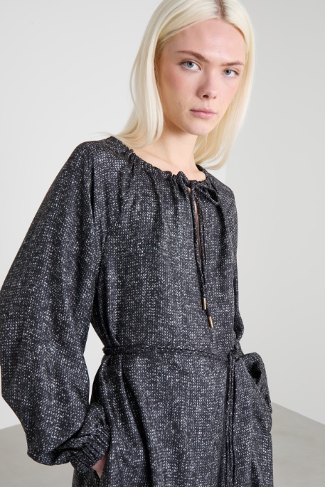 Abito corto in twill stampato