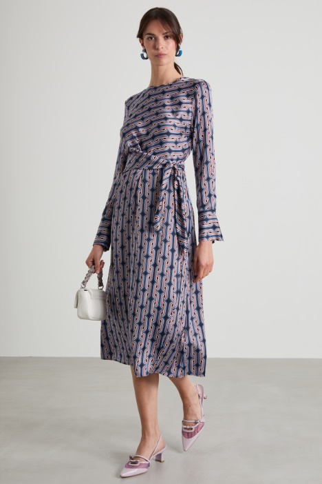 Patterned satin midi dress Intrend
