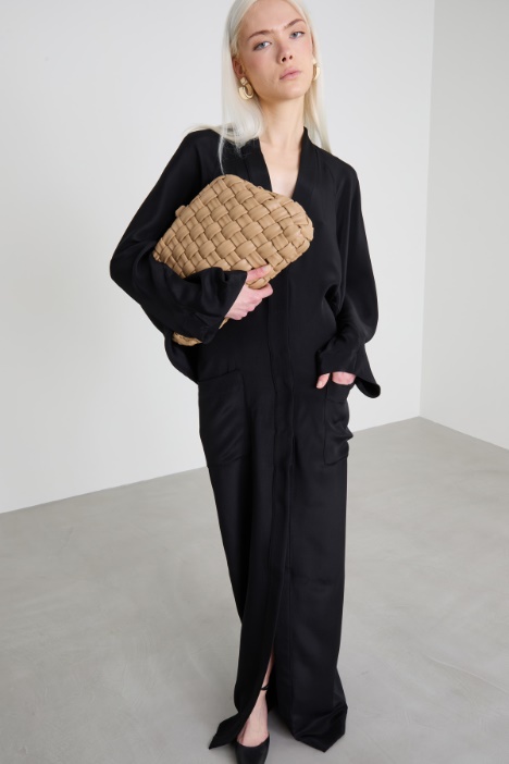 Abito lungo chemisier in seta