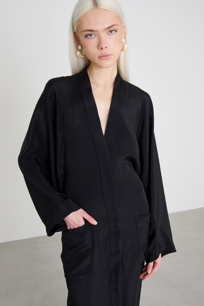 Long silk shirt dress Intrend - 4