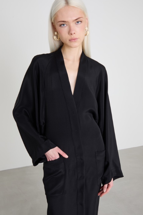 Abito lungo chemisier in seta