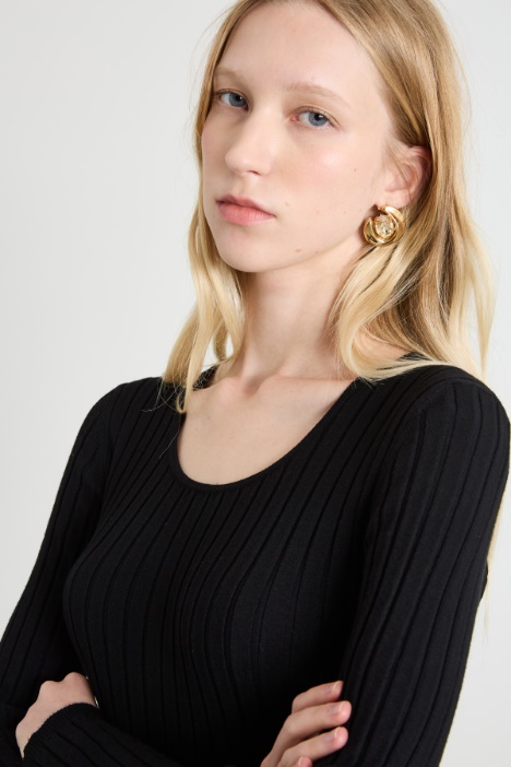 Abito in maglia e tessuto crépe