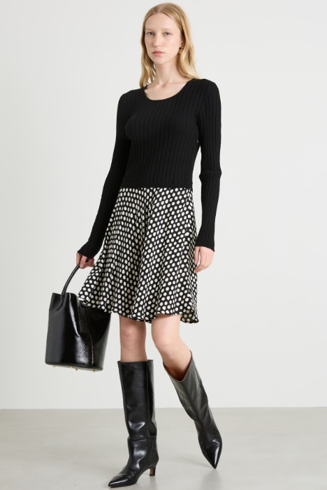 Knitted and crepe dress Intrend
