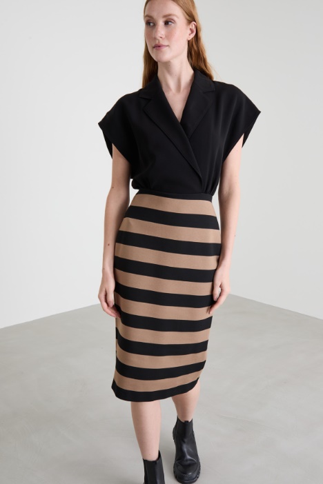 Abito longuette in jersey e cady