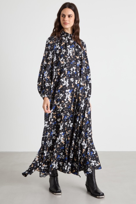 Abito ampio in twill di seta