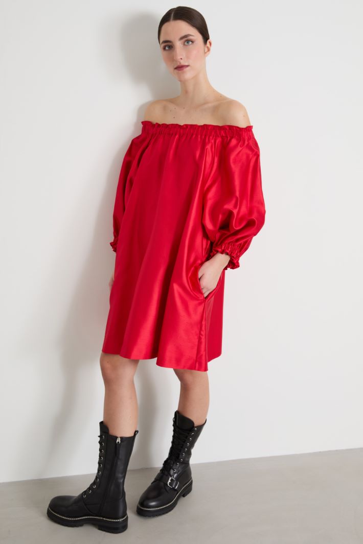 Short dress in silk-blend shantung Intrend - 2