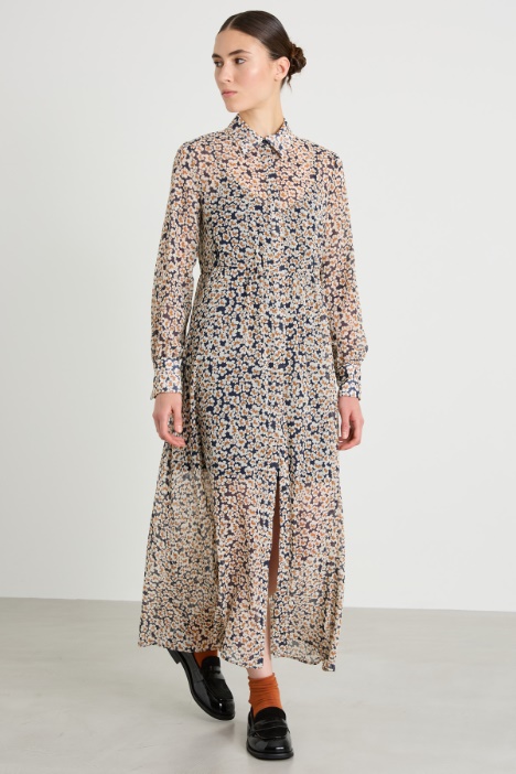 Vestido camisero de crepé floral