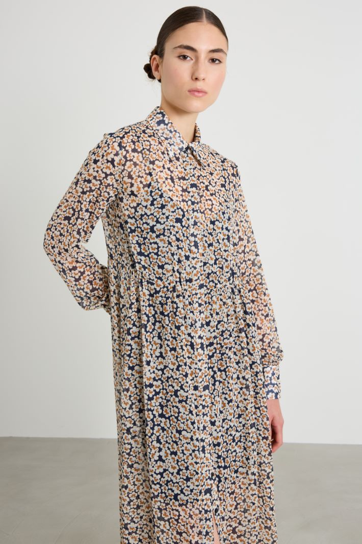Floral crepon shirt dress Intrend - 4