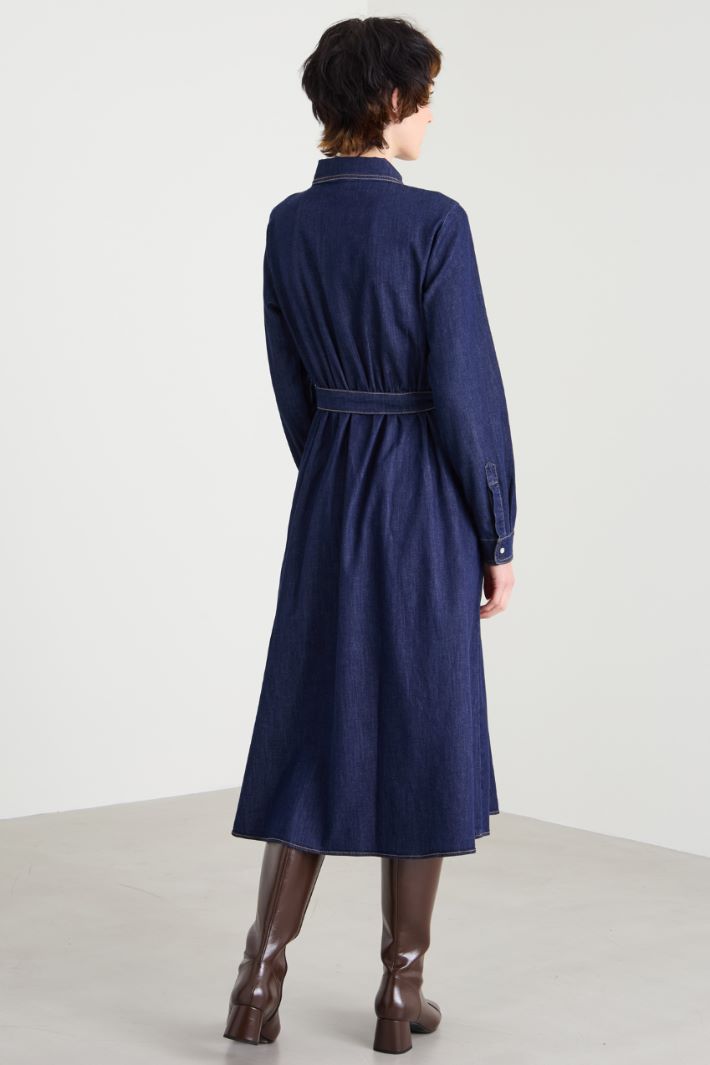 Vestido camisero de denim Intrend - 3