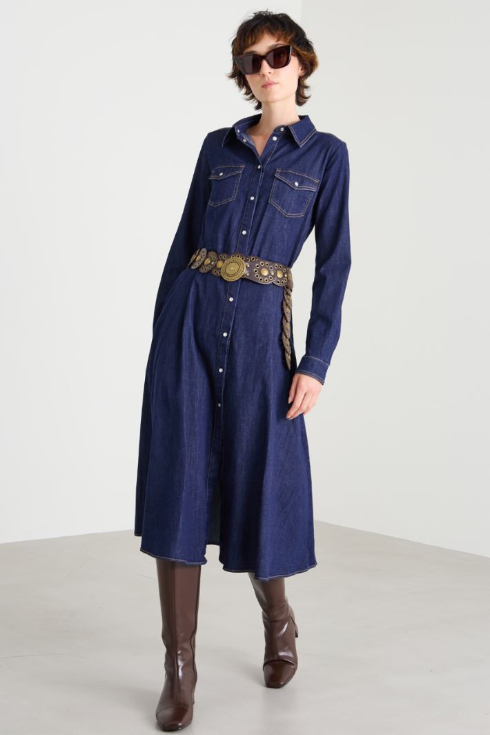 Vestido camisero de denim Intrend