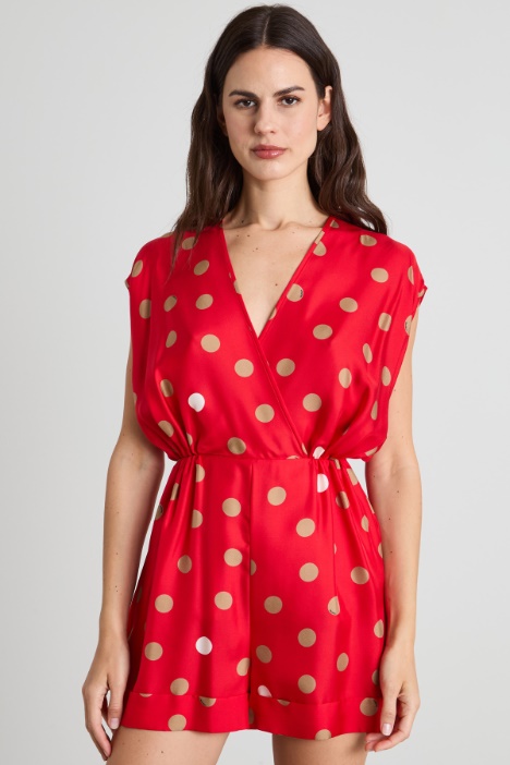 Tuta in twill di seta stampata