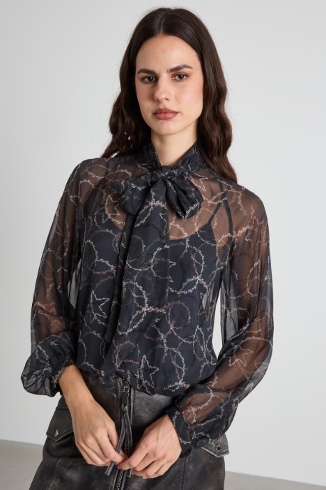 Blusa in georgette con foulard Intrend