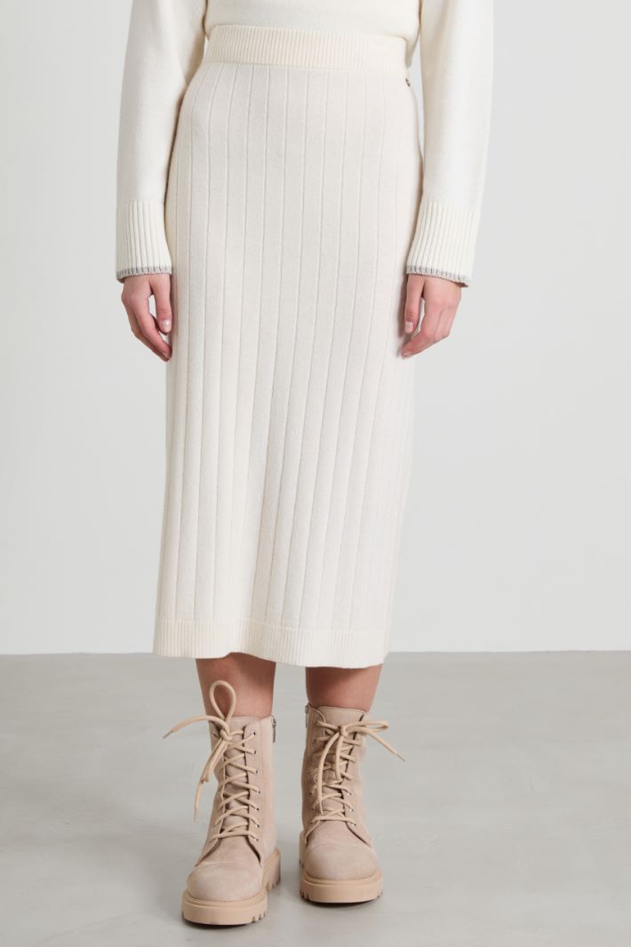 Gonna midi in maglia a coste Intrend - 4