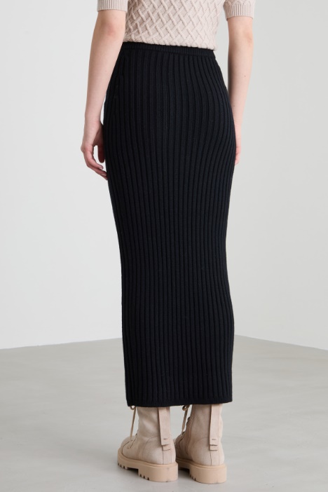 Falda en punto de lana y cachemira