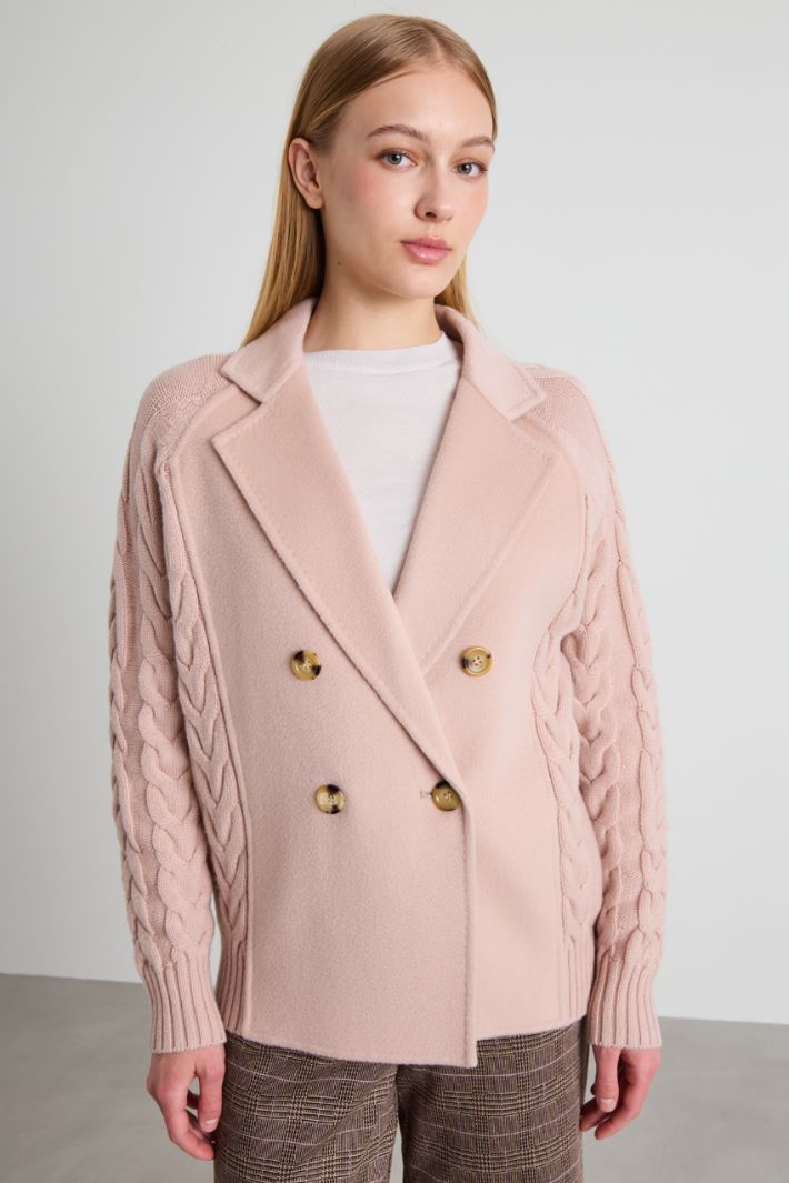 Pea coat with knitted inserts Intrend - 2