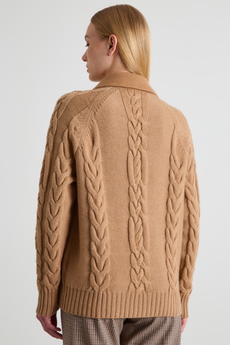 Caban con inserti in maglia