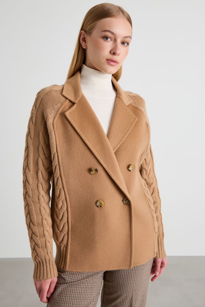 Pea coat with knitted inserts Intrend - 2