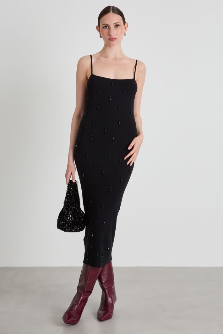 Knit dress with bejewelled embroidery Intrend - 2