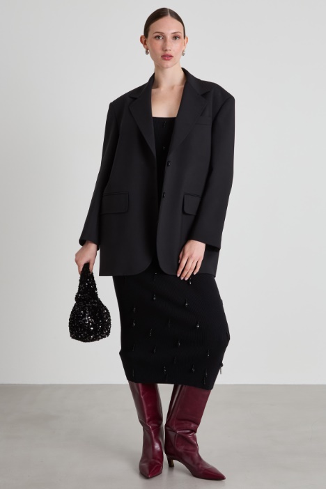 Knit dress with bejewelled embroidery Intrend