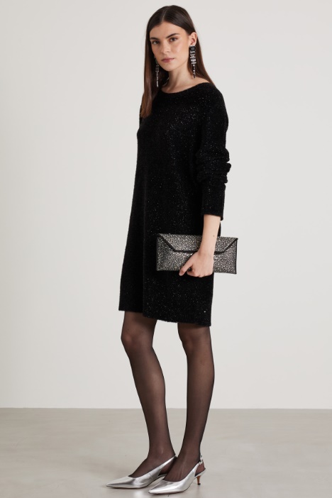 Lurex-embellished fluffy knit dress Intrend