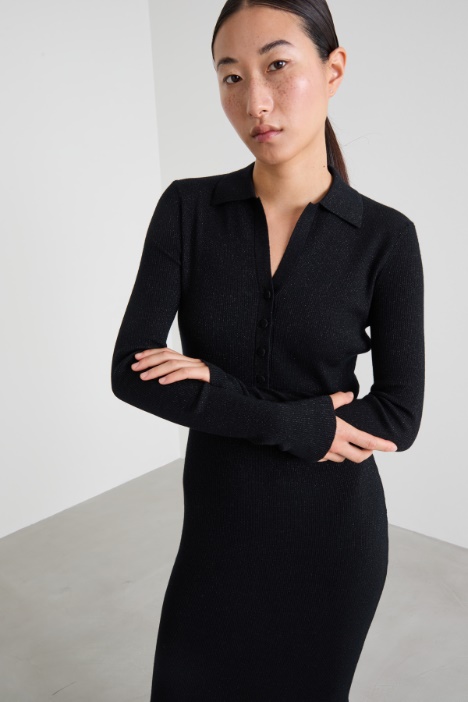 Abito aderente in maglia lamè