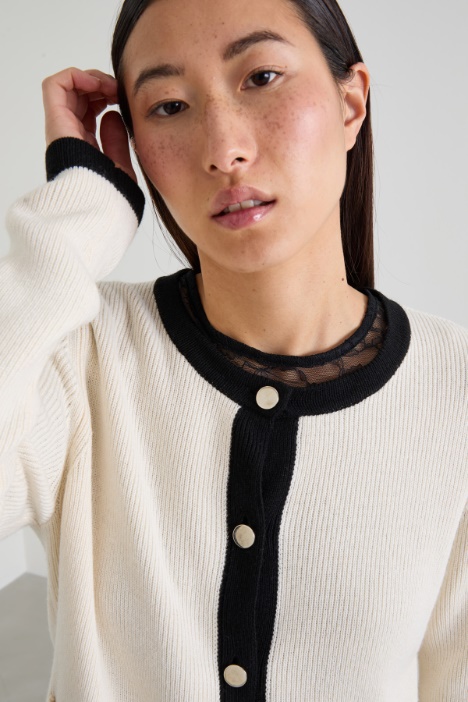 Cardigan in viscosa a coste