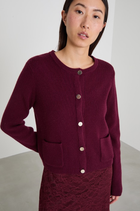 Cardigan in viscosa a coste