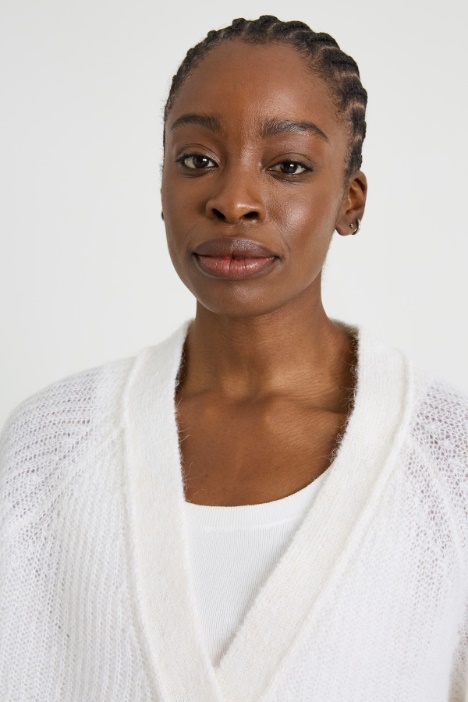 Cardigan a coste in alpaca