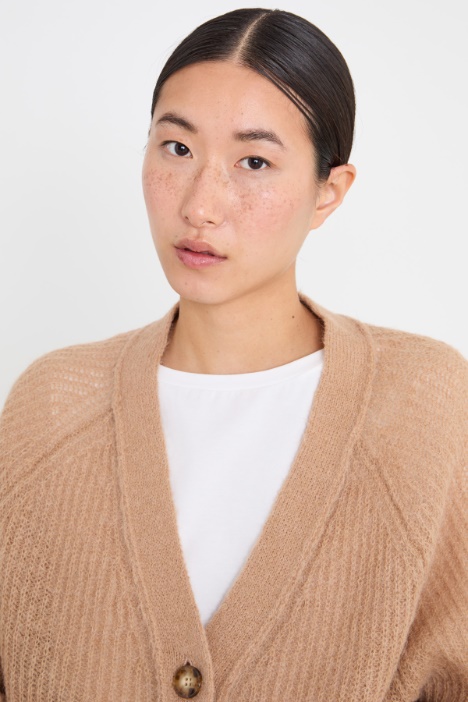 Cárdigan de canalé de alpaca