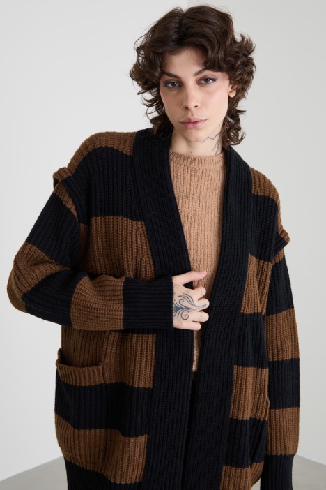 Cardigan over in lana e cashmere