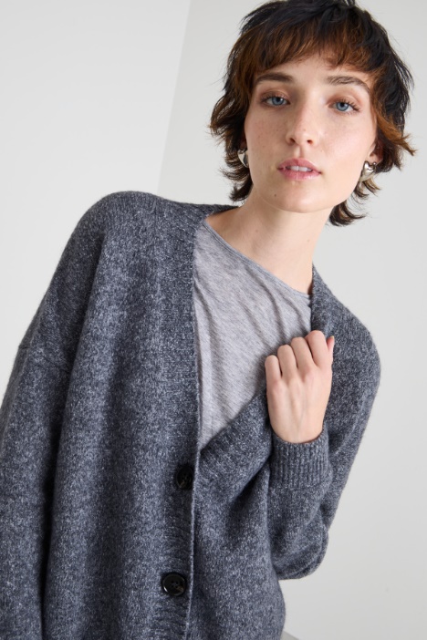 Cardigan in misto alpaca e cotone