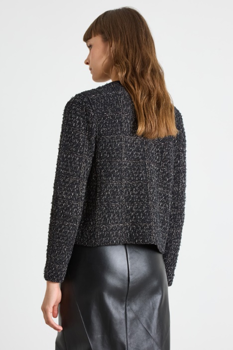 Cardigan boxy in tessuto bouclé