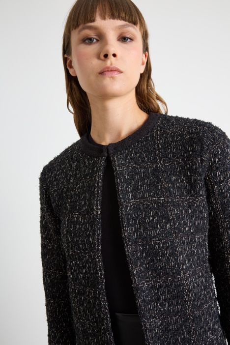 Cardigan boxy in tessuto bouclé