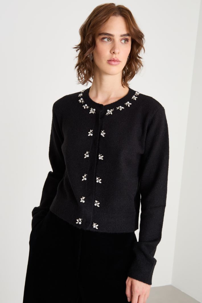 Cardigan with embroidered crystals Intrend - 2