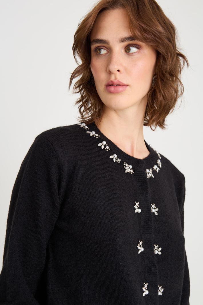 Cardigan with embroidered crystals Intrend - 3