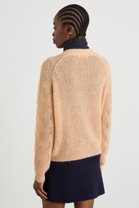 Cardigan cropped in misto mohair