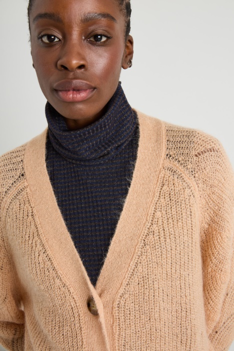 Cardigan cropped in misto mohair