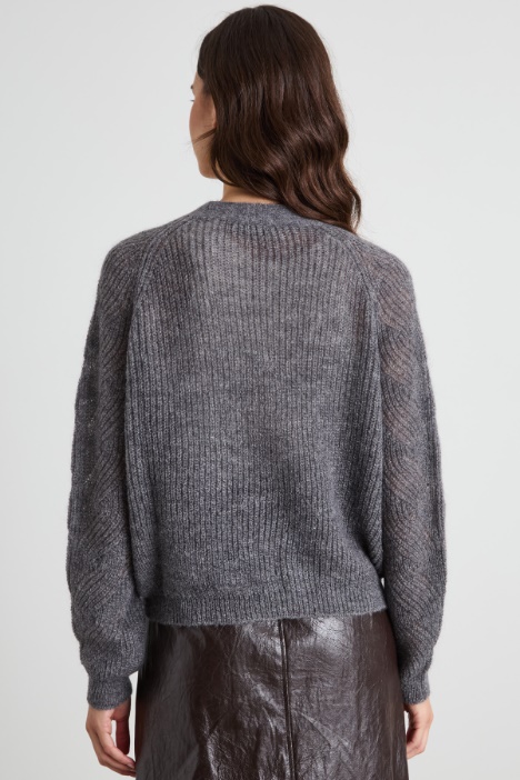 Cardigan cropped in misto mohair